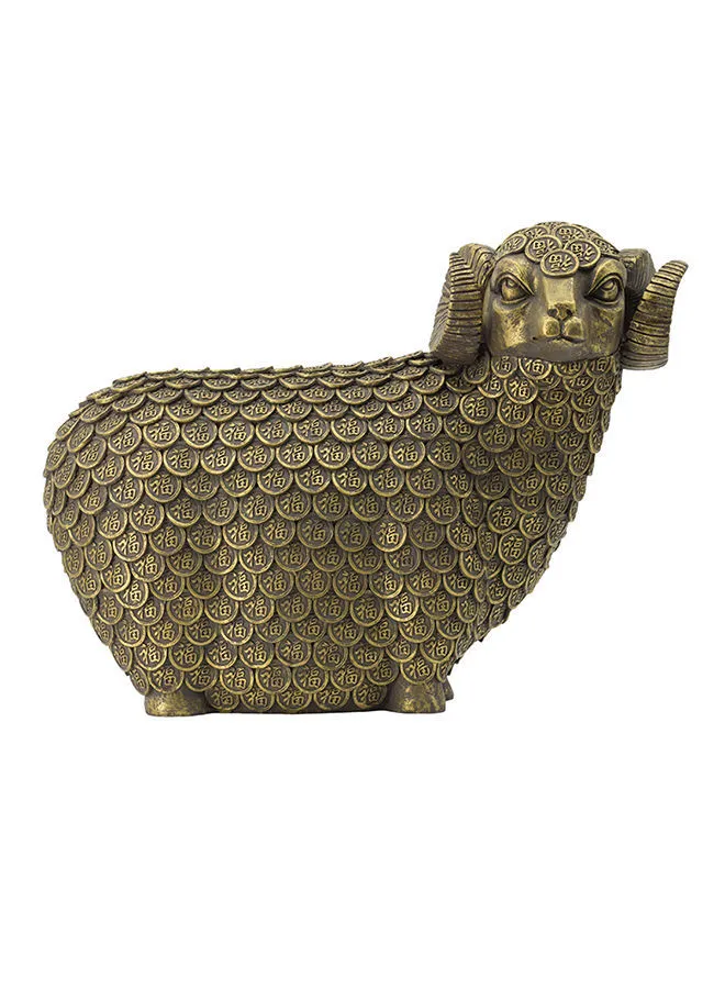 ebb & flow Ram Figurine Gold  Unique Luxury Quality Material For The Perfect Stylish Home Desktop Decoration Gold 34.3 X 15.2 X 25.4cm