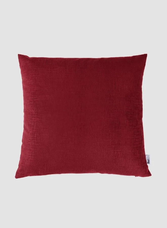 Switch Velvet Cushion  with Embossing, Unique Luxury Quality Decor Items for the Perfect Stylish Home Red 45 x 45cm