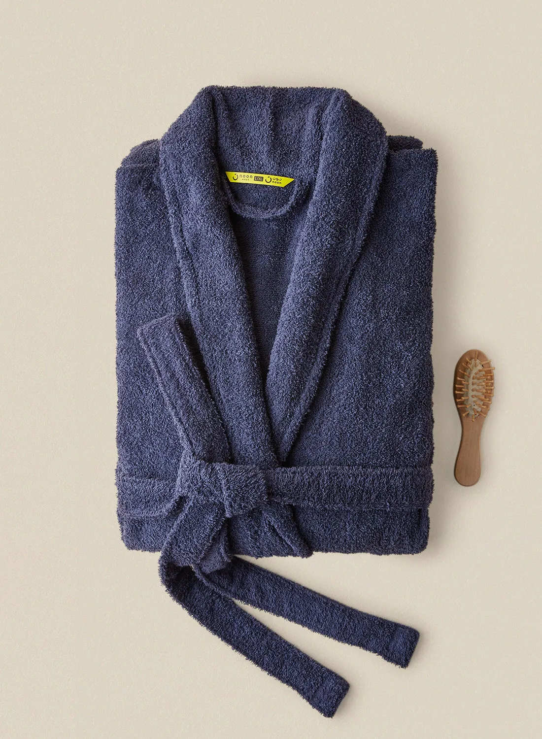 noon east Bathrobe - 380 GSM 100% Cotton Terry Silky Soft Spa Quality Comfort - Shawl Collar & Pocket - Blue Color - 1 Piece