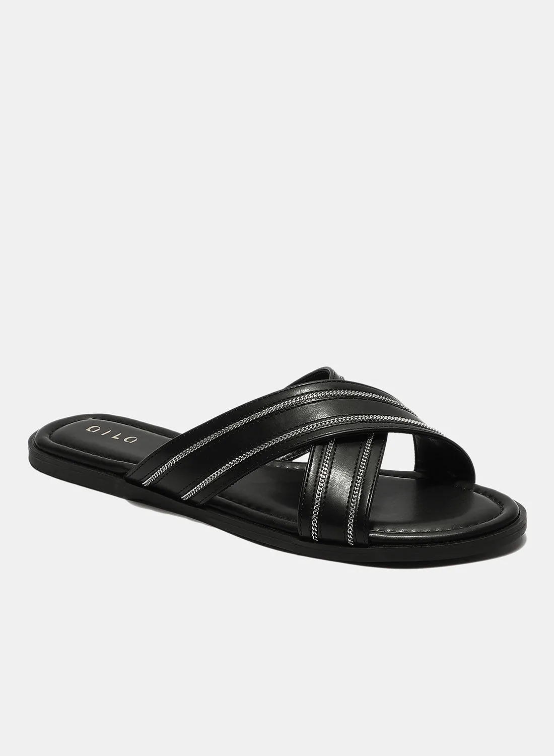Aila Stylish Flat Sandals Black