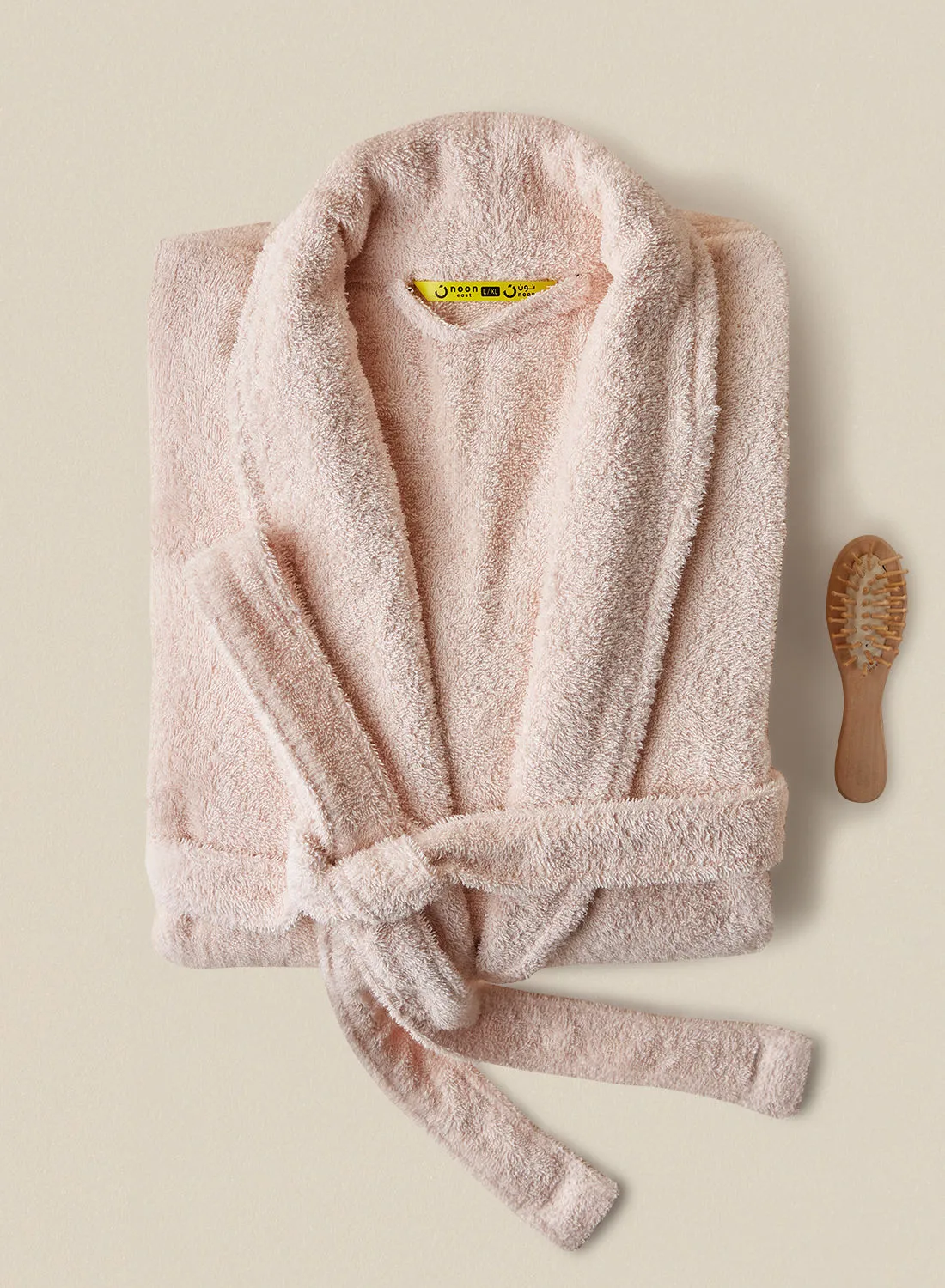 noon east Bathrobe - 380 GSM 100% Cotton Terry Silky Soft Spa Quality Comfort - Shawl Collar & Pocket - Peach Color - 1 Piece