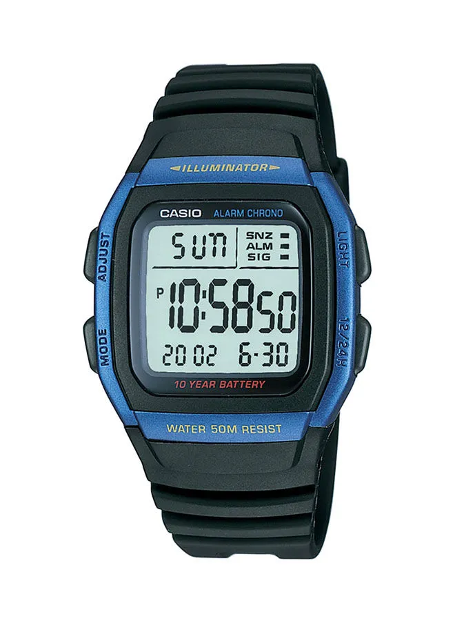 CASIO Men's Silicone Digital Wrist Watch W-96H-2AVDF - 36 mm - Black