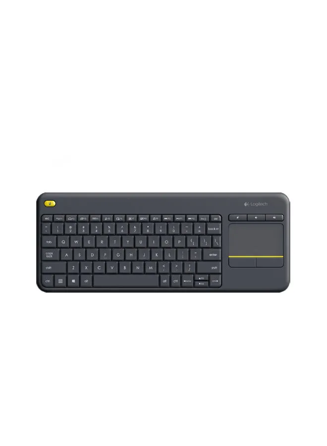 Logitech K400 Plus Wireless Livingroom Keyboard With Touchpad for Home Theatre PC Connected to TV, Customizable Multi-Media Keys, Windows, Android, Laptop/Tablet, AR Layout Black