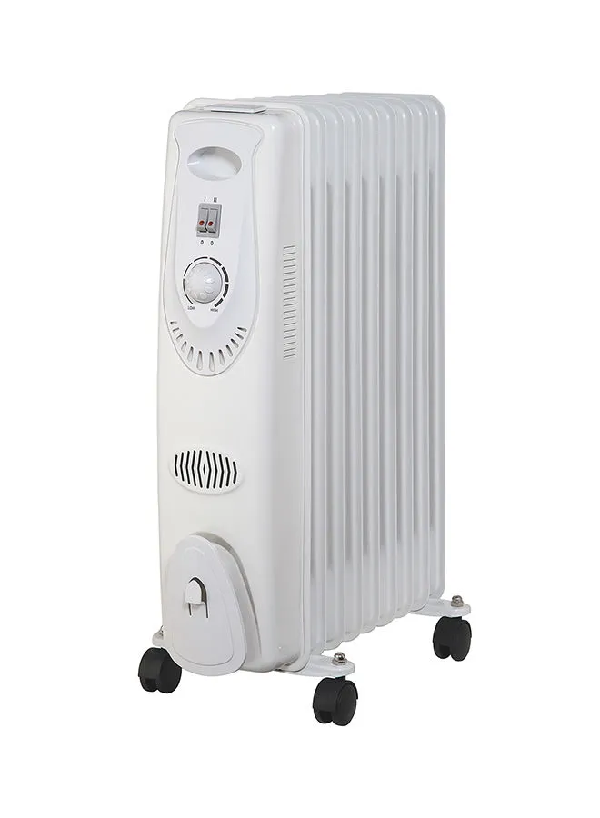 NIKAI Oil Filled Radiator Heater 9 Fins, Adjustable Thermostat, Over Heating Protection 2000 W NOH835A White