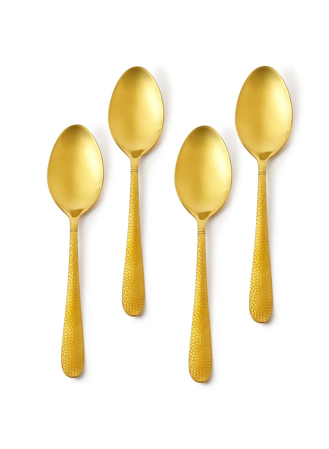 Amal 4 Piece Tablespoons Set - Made Of Stainless Steel - Silverware Flatware - Spoons - Spoon Set - Table Spoons - Serves 4 - Design Gold Aster