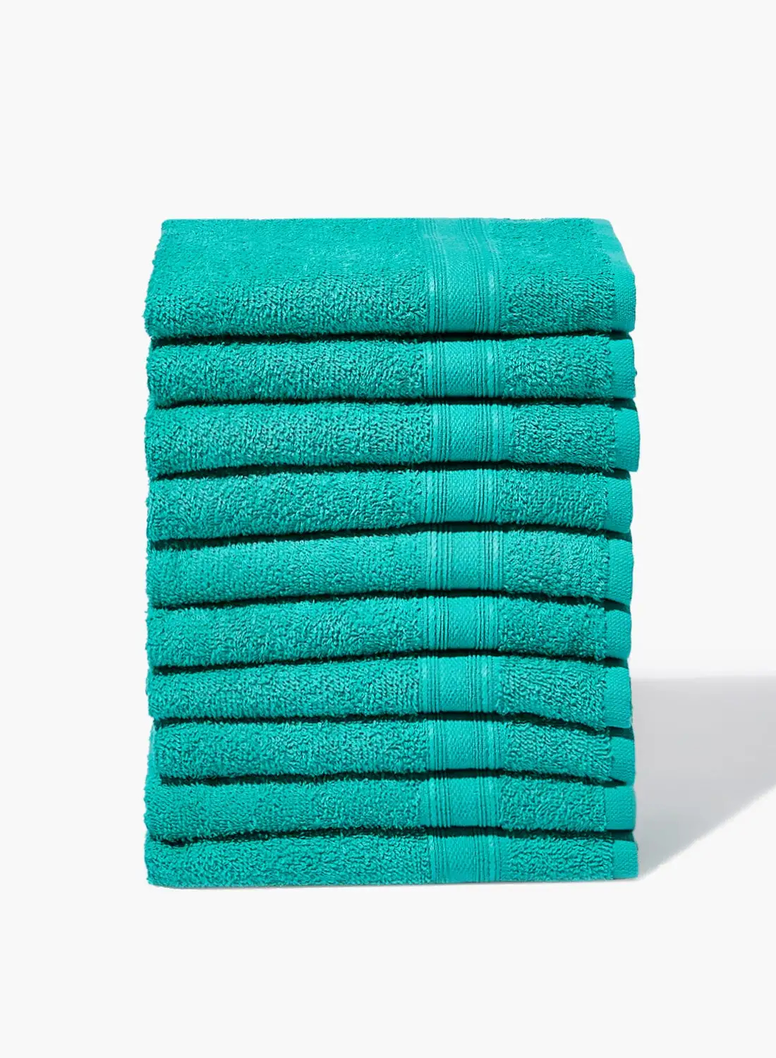 Amal 10 Piece Bathroom Towel Set - 400 GSM 100% Cotton Terry - 10 Face Towel - Emerald Color -Quick Dry - Super Absorbent