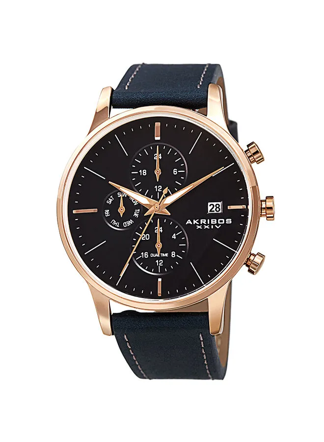Akribos XXIV Men's Leather Analog Wrist Watch Ak1105rgbu-S
