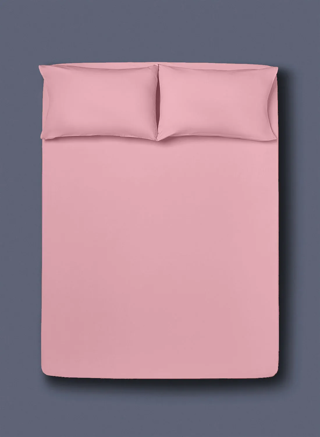 Amal Fitted Bedsheet Set Super King Size  100% Cotton Light Weight Everyday Use 144 TC High Quality 1 Bed Sheet And 2 Pillow Cases Pink Color