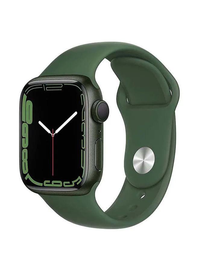 Apple Watch Series 7 GPS 45mm هيكل من الألومنيوم باللون الأخضر مع حزام رياضي Clover