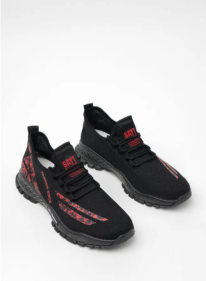 حذاء رياضي Cobblerz رجالي برباط علوي منخفض أسود / أحمر
