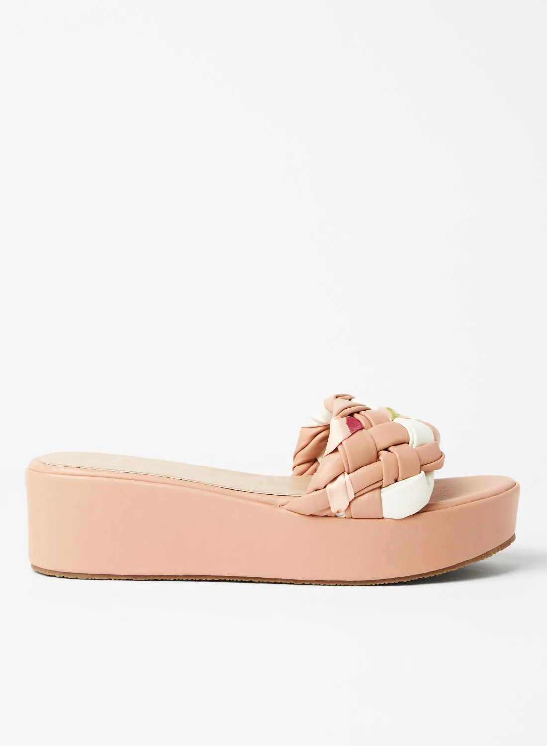 Jove Casual Slip-On Platform Sandals Beige/White