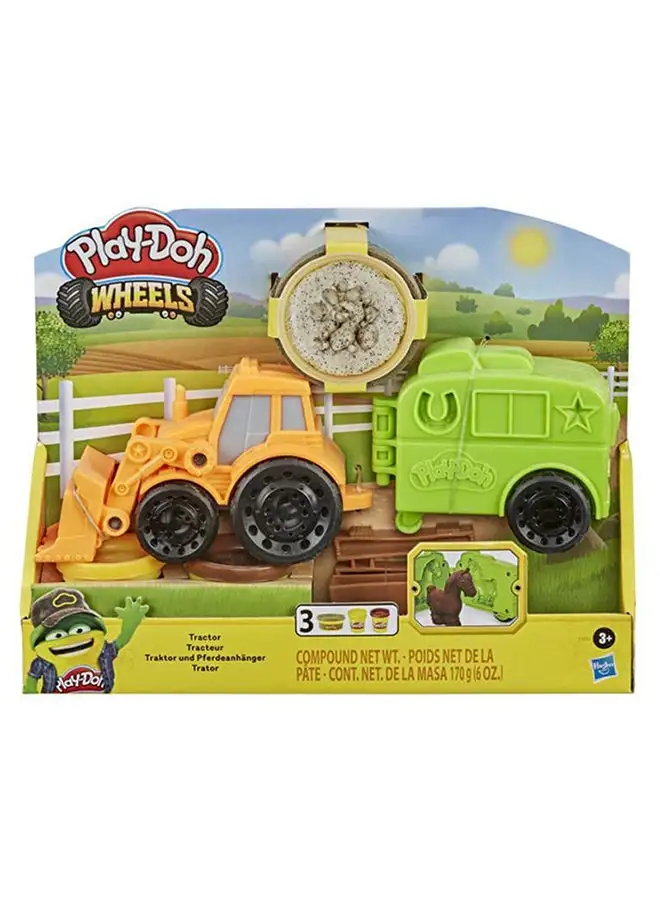 Play-Doh Play-Doh Wheels Tractor Farm Truck Toy للأطفال 3 سنوات وما فوق مع قالب مقطورة الحصان و 3 علب من مركب النمذجة غير السامة 27.8x6.7x21.5 سم