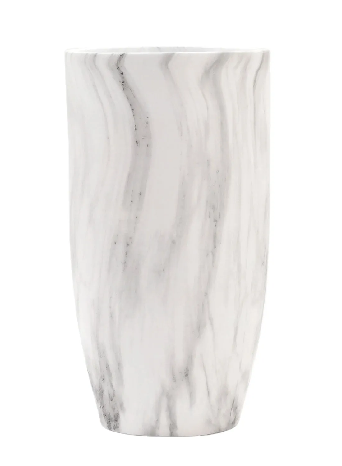 إيب آند فلو تصميم رخام طبيعي مزهرية سيراميك فريدة من نوعها مواد ذات جودة فاخرة لمنزل أنيق مثالي N13-027 أبيض 24 × 45 سم