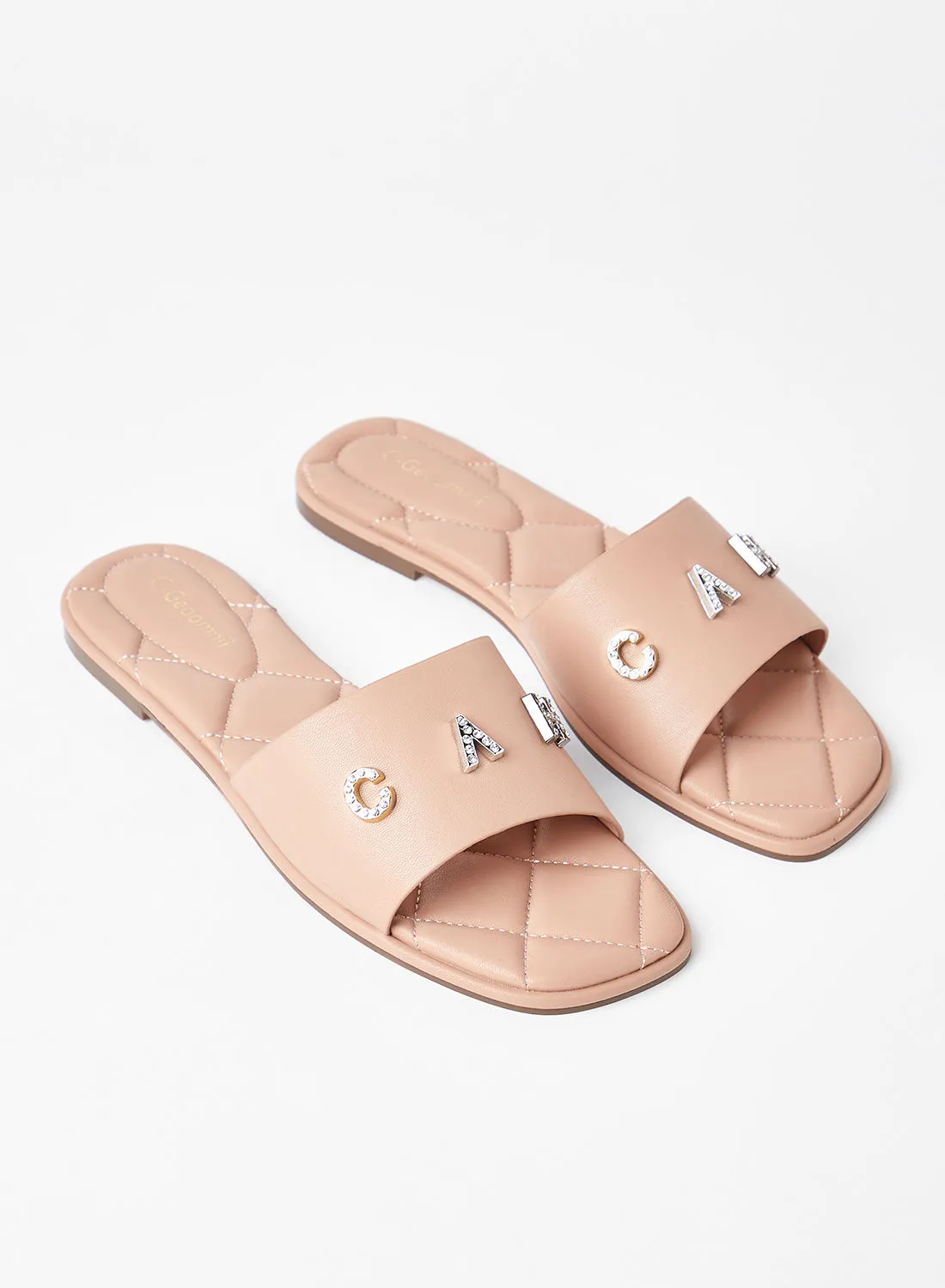 Geoomnii Comfortable Footbed Trendy Flat Sandals Hague Pink