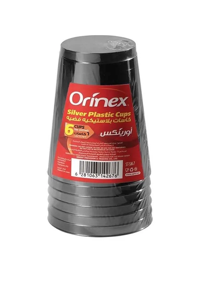 Orinex 6 Piece Plastic Cup Set Silver