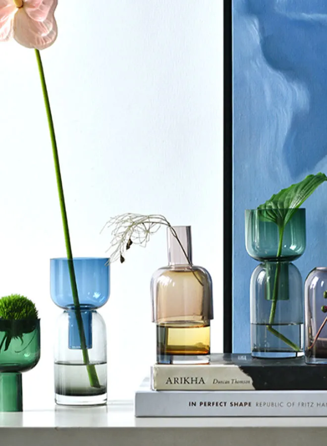 تبديل مزهرية زهور زجاجية حديثة مصنوعة يدويًا مواد ذات جودة فريدة من نوعها لمنزل أنيق مثالي BX09A.B / PA وردي / أصفر 19 سم