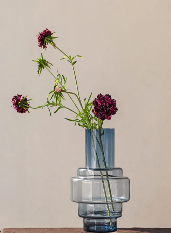 تبديل مزهرية زهور زجاجية مصنوعة يدويًا مواد ذات جودة فاخرة فريدة للمنزل الأنيق المثالي BXGJ20072102 / BXB أزرق 35 سم