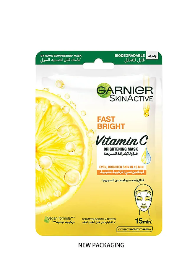 GARNIER Fast Bright Tissue Mask with Vitamin C & Milky Essence Clear 28g