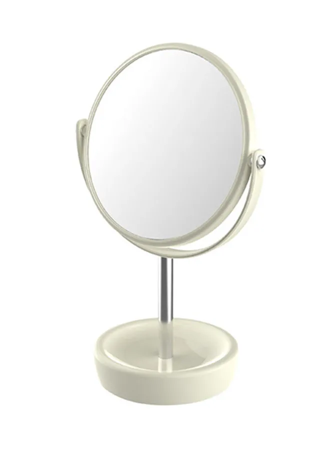 مرآة مع حامل من أمل ، للاستخدام في الغرور والحمام ، متينة ومتعددة الأغراض باللون الأبيض