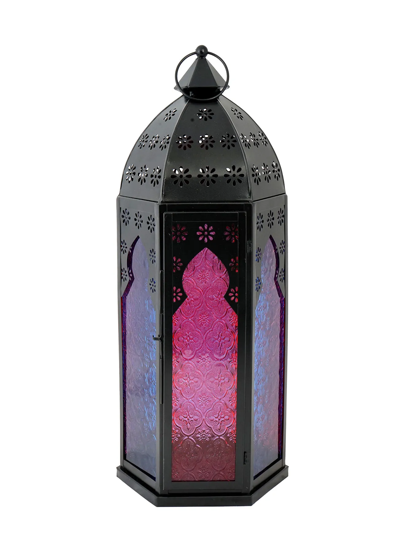 Ebb & Flow فانوس شمع رمضان الحديث مع زجاج برائحة فريدة وفاخرة الجودة لمنزل أنيق ومثالي أسود 21 x 21 x 54centimeter