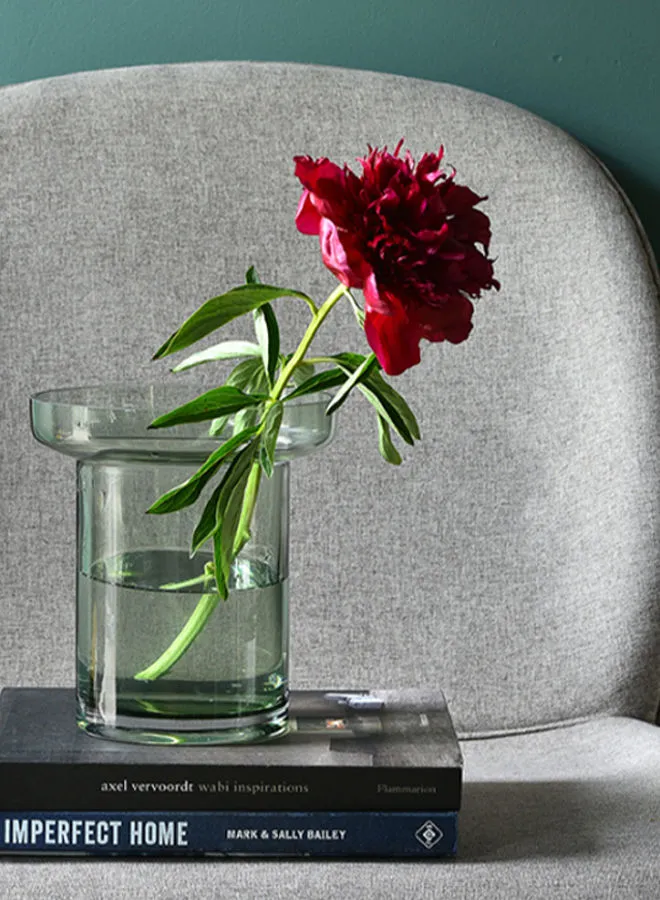 تبديل مزهرية زهور زجاجية مصنوعة يدويًا مواد ذات جودة فاخرة فريدة للمنزل الأنيق المثالي BX20-2316-203 أخضر 23 سم