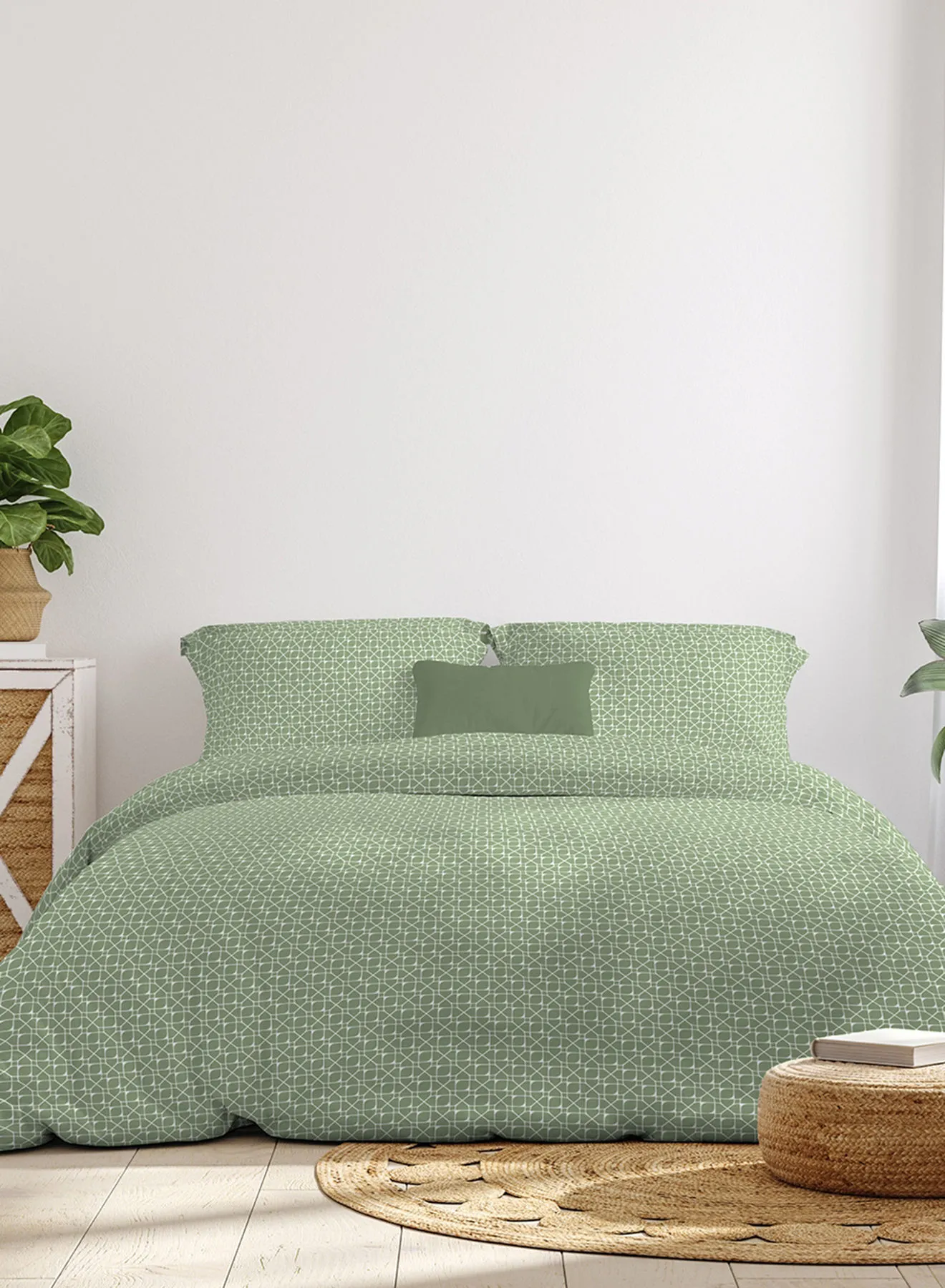 Amal Comforter Set King Size All Season Everyday Use Bedding Set 100% Cotton 3 Pieces 1 Comforter 2 Pillow Covers  Asparagus Green