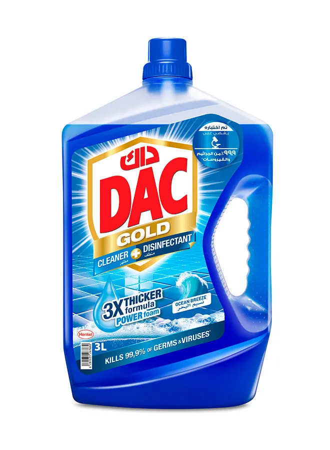Dac Gold Multi-Purpose Disinfectant And Liquid Cleaner With 3X Thicker Formula Ocean Breeze 3Liters