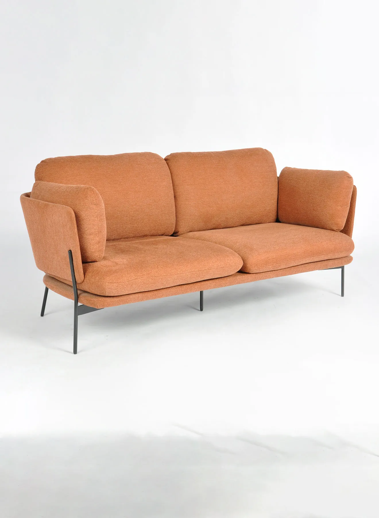 Switch Sofa - Upholstered Fabric Orange Wood Couch - 168 X 78 X 78 - 2 Seater Sofa Relaxing Sofa
