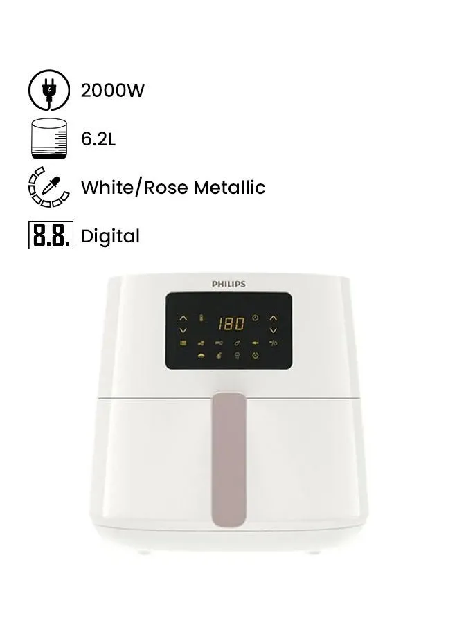 مقلاة فيليبس الهوائية 6.2 لتر 2000 وات HD9270 / 20 أبيض / وردي معدني