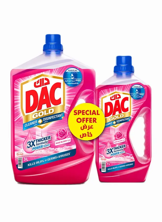 Dac Gold Multi-Purpose Disinfectant And Liquid Cleaner With 3X Thicker Formula Rose 4Liters