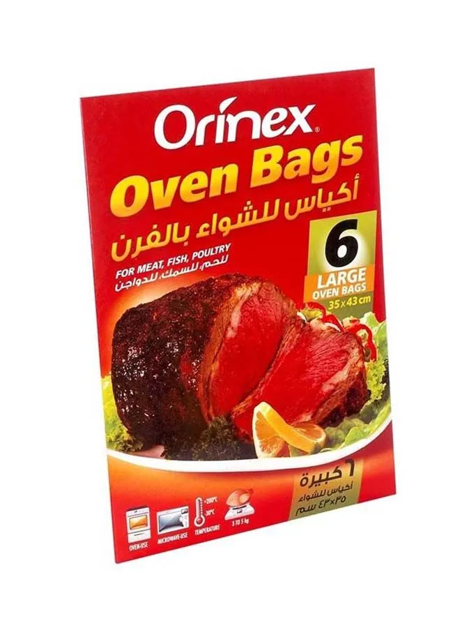 Orinex 6-Piece Large Oven Bag Set Red 35x43cm