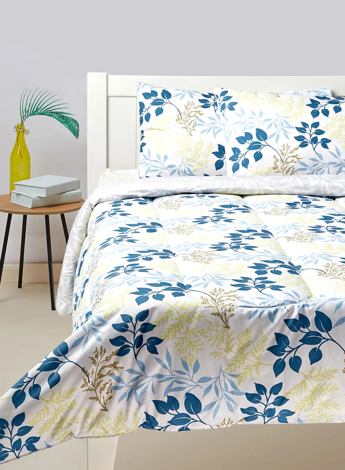 Amal Comforter Set Queen Size All Season Everyday Use Bedding Set Extra Soft Microfiber 3 Pieces 1 Comforter 2 Pillow Covers  White/Blue/Yellow