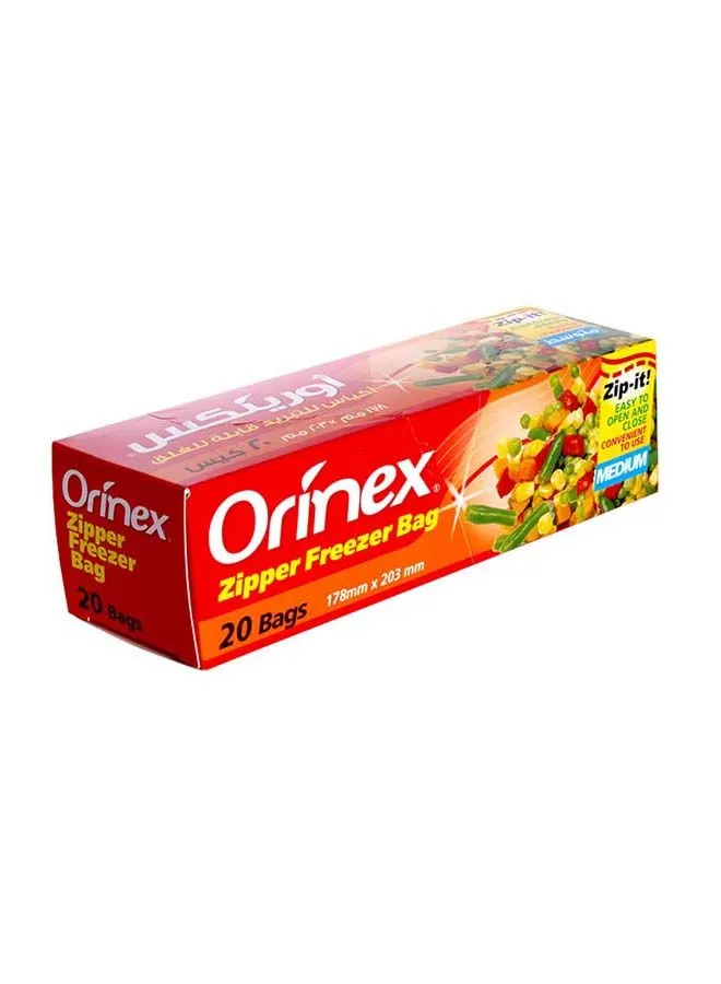 Orinex 20-Piece Zipper Freezer Bag Set Clear 178x203mm