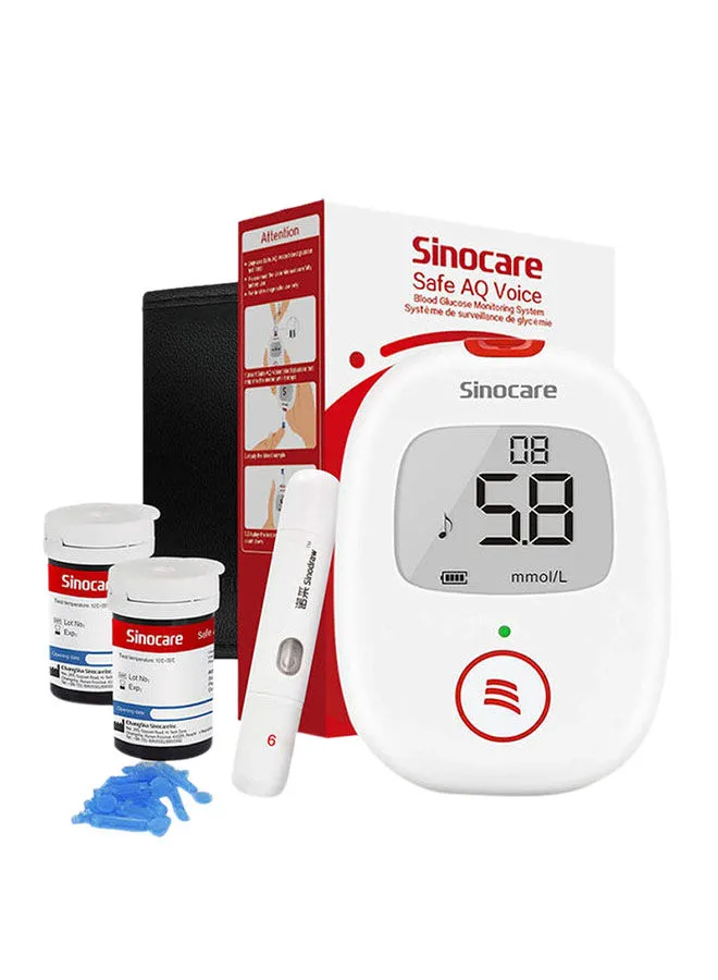 SINOCARE Safe AQ Voice Blood Glucose Monitoring System With 50 Test Strips And Lancets