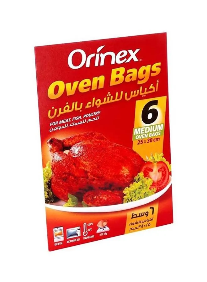 Orinex 6-Piece Medium Oven Bag Set Clear 25x38cm