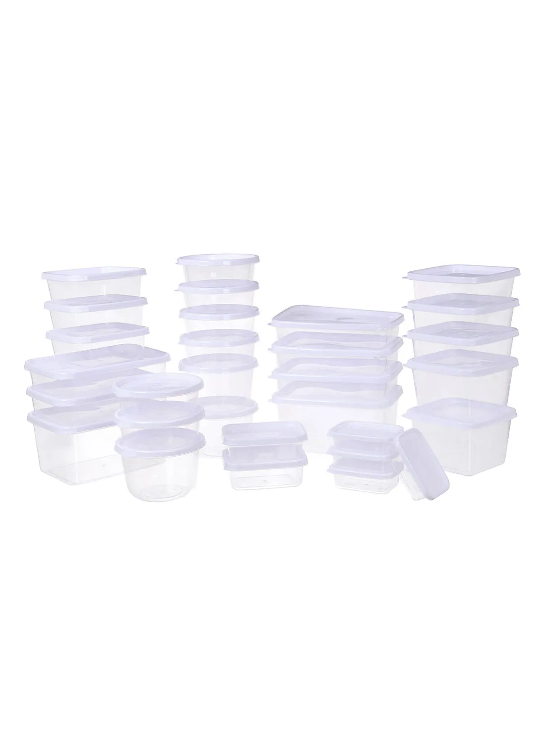 Amal 30 Piece Plastic Food Container Set - Spill Proof Lids - Food Storage Box - Storage Boxes - Kitchen Cabinet Organizers - White