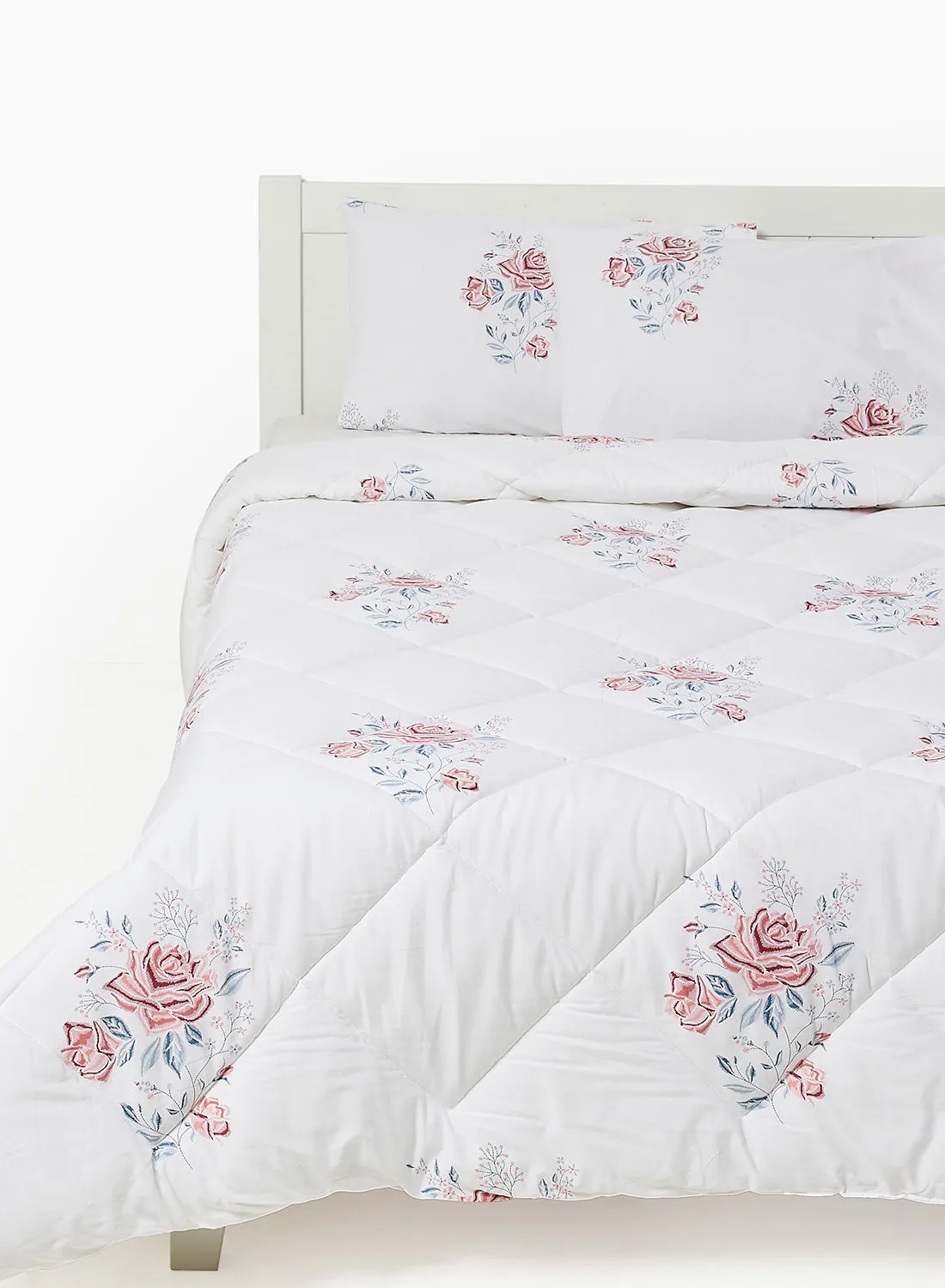 Amal Comforter Set King Size All Season Everyday Use Bedding Set 100% Cotton 3 Pieces 1 Comforter 2 Pillow Covers  Rose