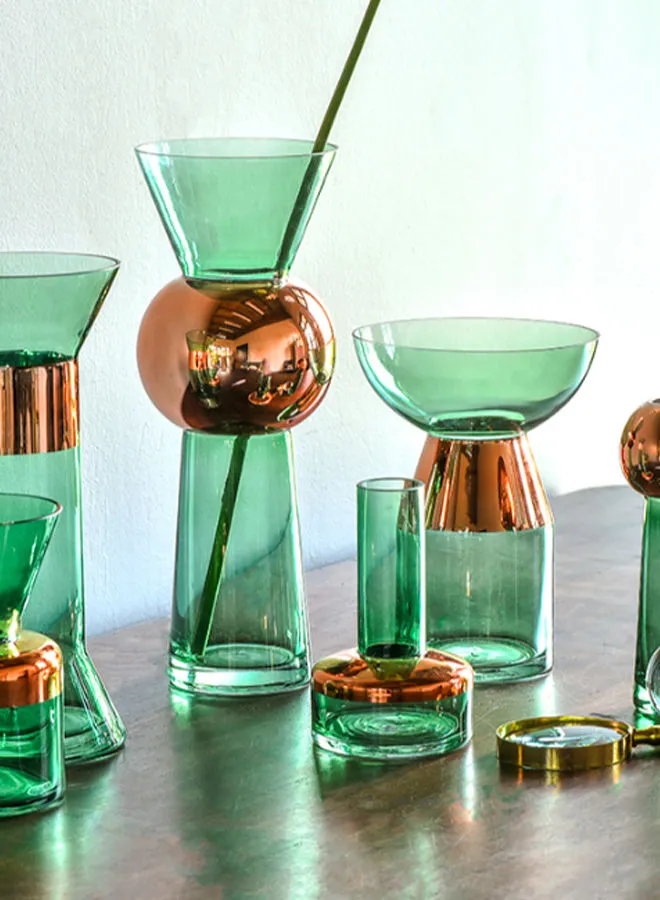ebb & flow Modern Handmade Glass Flower Vase Unique Luxury Quality Material For The Perfect Stylish Home VA-19044-203 Green 21cm