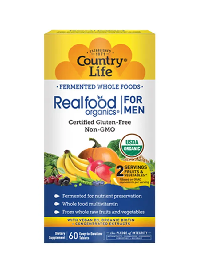 أقراص التغذية اليومية للرجال من Country Life Real Food Organics للرجال 60 قرصًا