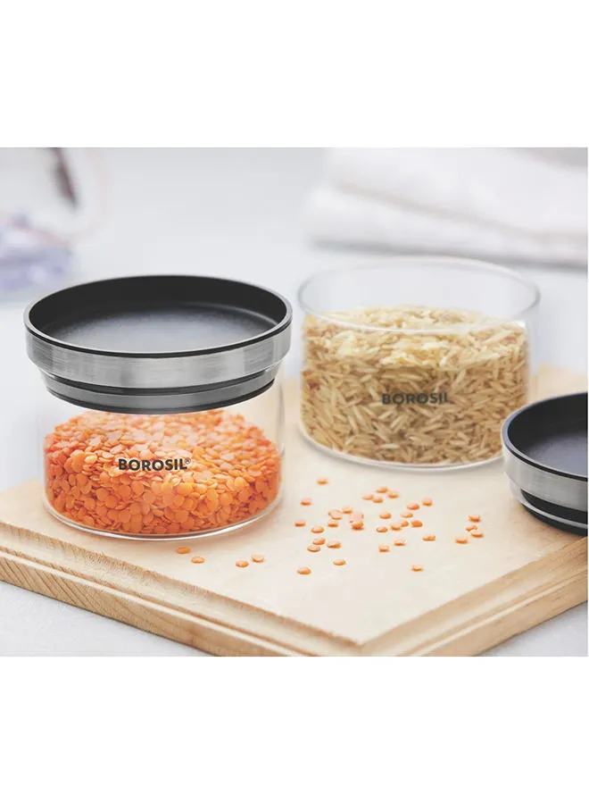 BOROSIL 2-Piece Beautiful Food Storage Jar Set Clear