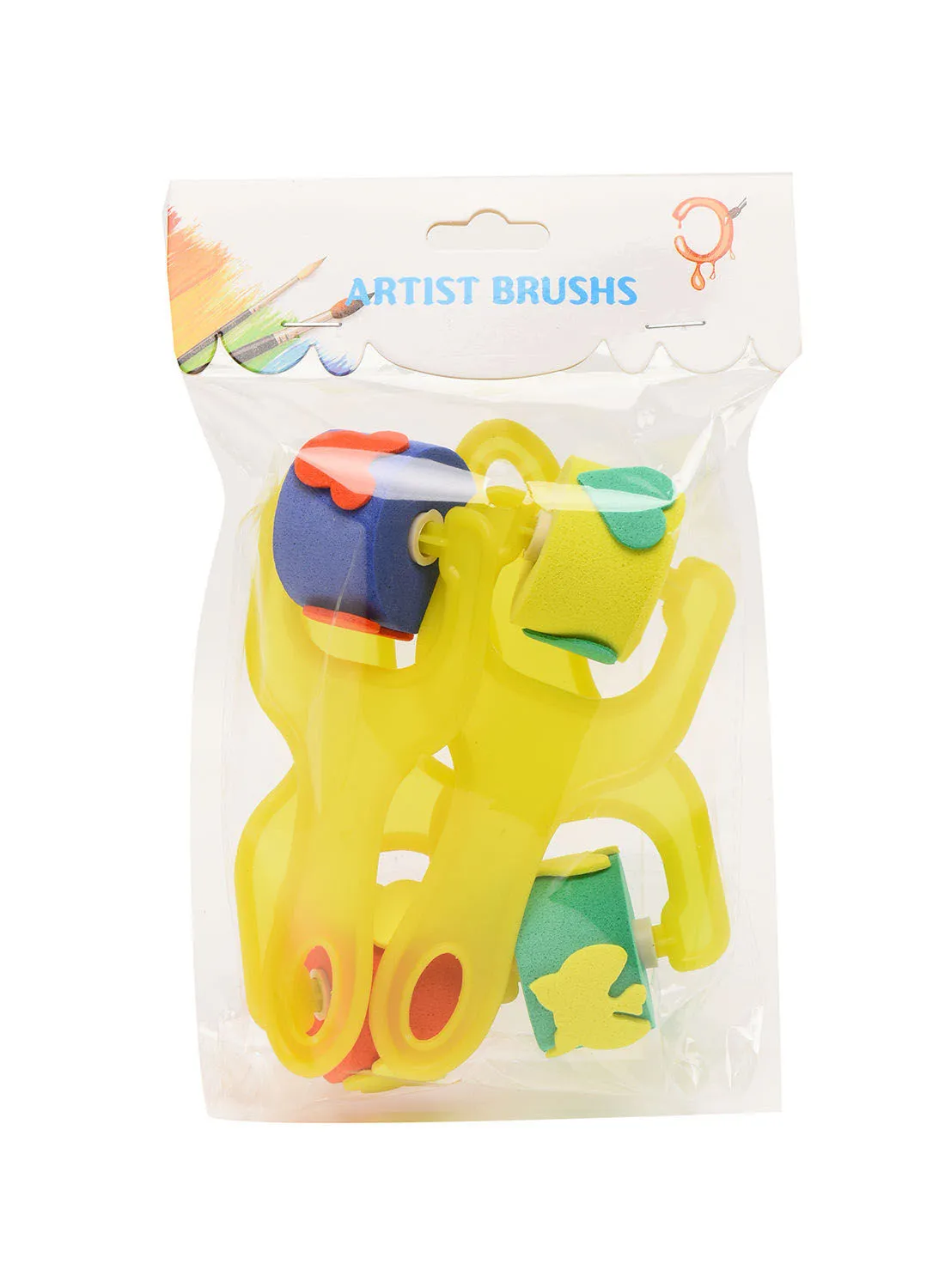 Dollar Plus Roller Sponge Paint Brush Set For Kids multicolour