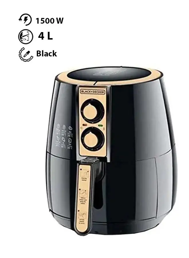 BLACK+DECKER Air Fryer Aerofry With Multifunction Air Convection technology 4 L 1500 W AF300-B5 Black/Gold