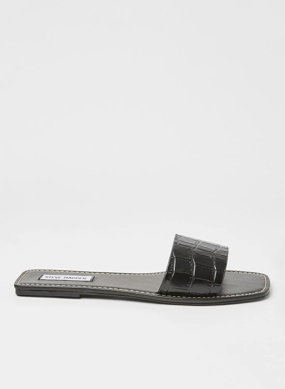 STEVE MADDEN Jelsa Flat Sandals Black Croco