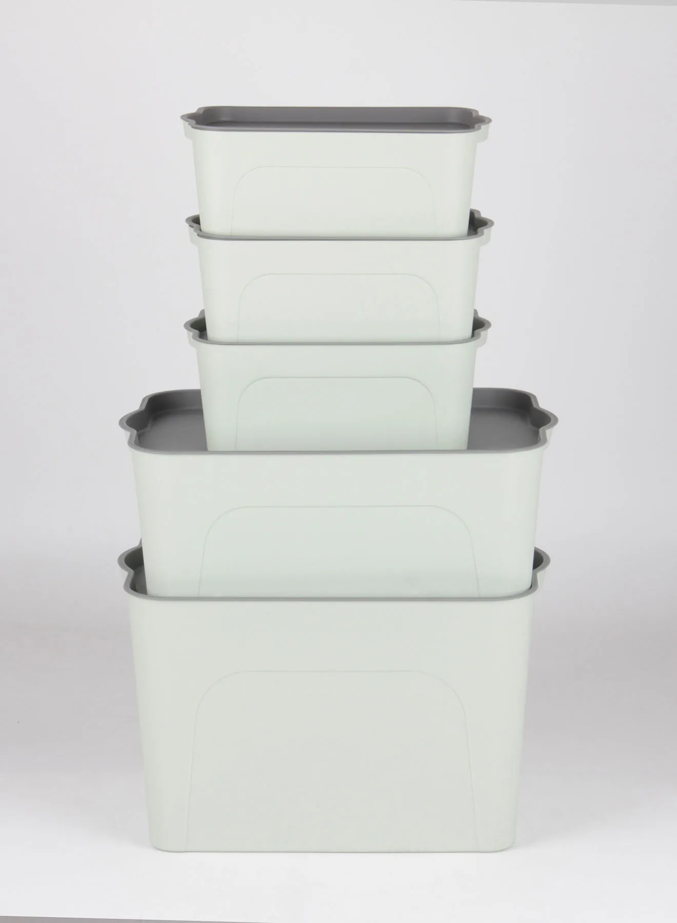 مجموعة حاويات تخزين من أمل مكونة من 5 قطع مريحة للاستخدام اليومي التخزين البسيط الصحي والمنظم TG51294S5 أخضر / رمادي 25 × 40 × 27 سم