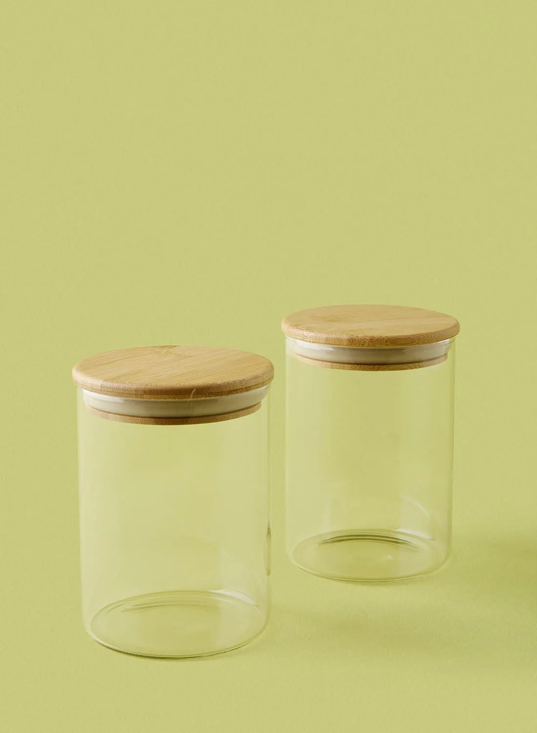 noon east 2 Piece Glass Food Storage Container Set - 700 ml Each - Airtight Bamboo Lids - Food Storage Box - Storage Boxes - Kitchen Cabinet Organizers - Glass Food Container - Clear