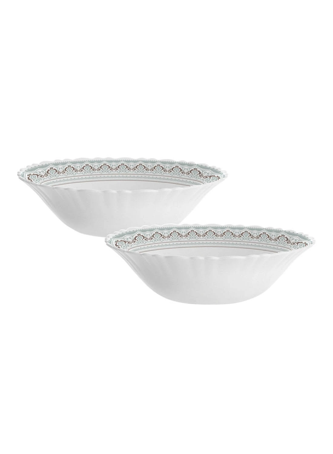 BOROSIL 2 Piece Opalware Bowl Set For Everyday Use - Light Weight - For Soup, Salad, Dessert - Bowl Set - Soup Set - Bowls - Soup Dishes - Salad Bowl - Serves 2 - White/Grey