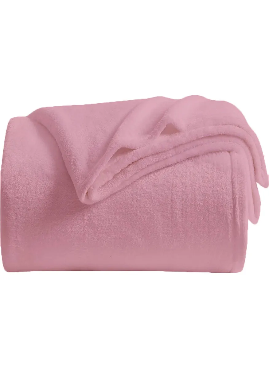 noon east Lightweight Summer Blanket Queen Size 310 GSM Extra Soft Fleece All Season Blanket Bed And Sofa Throw  150 X 200 Cms Pink