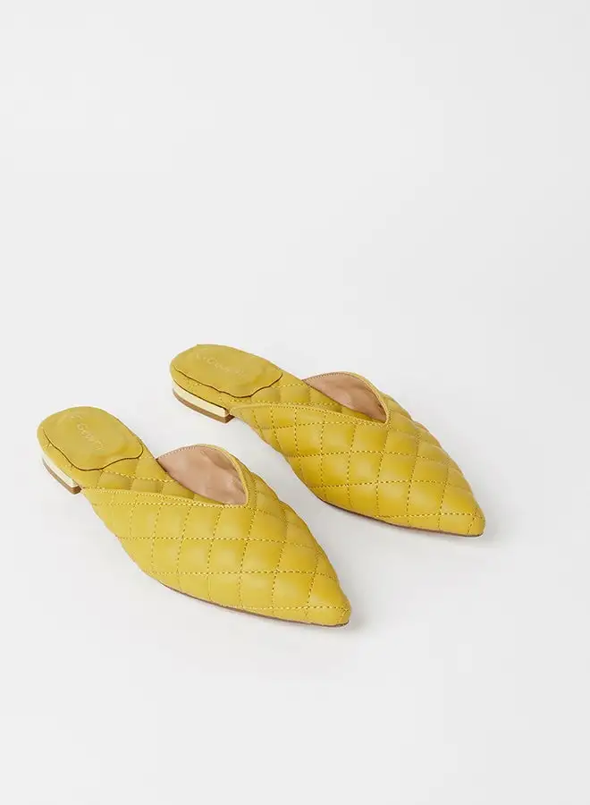 Geoomnii Davie Quilting Detail Mules Mustard