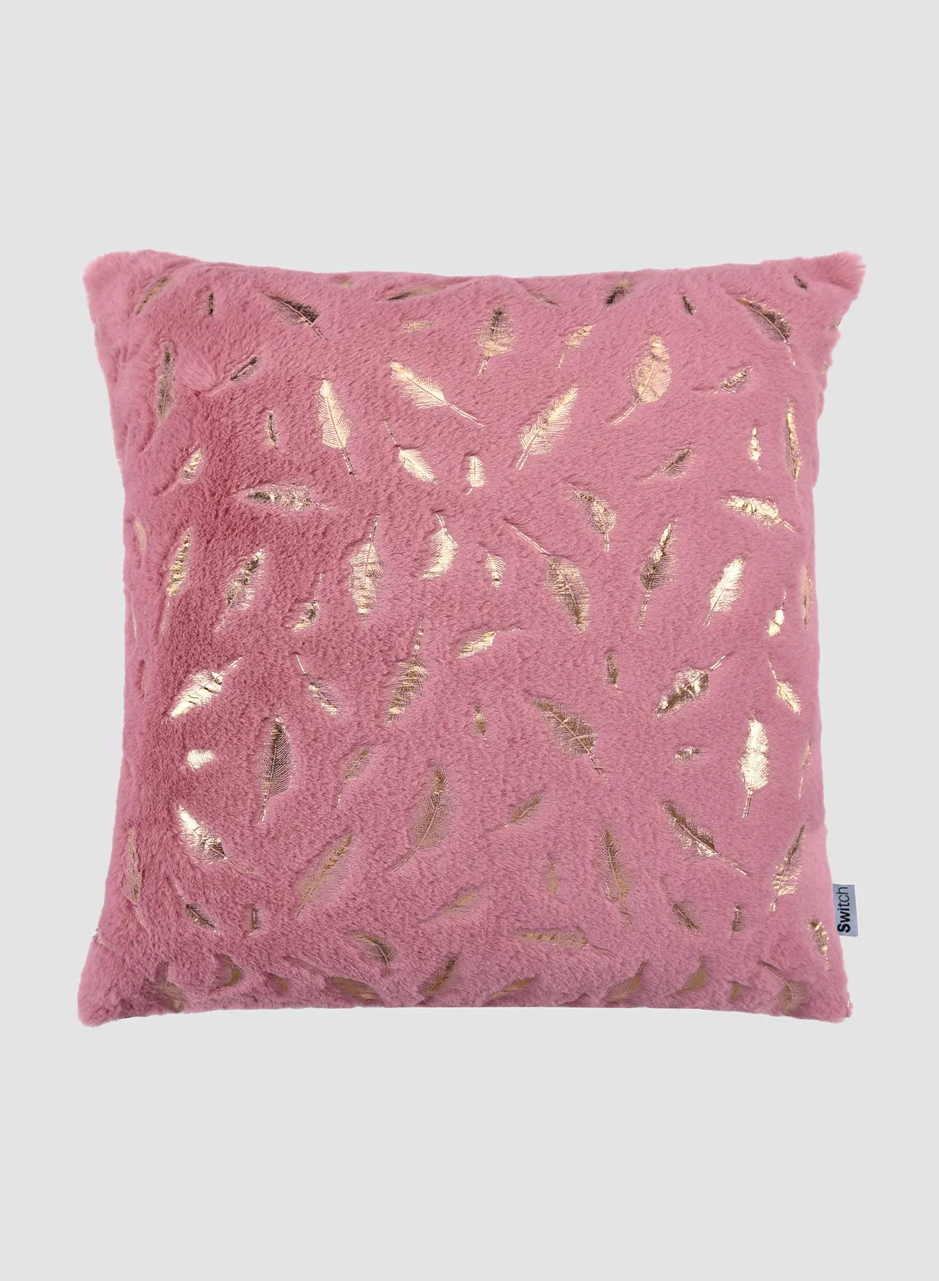Switch Fur with Gold Feather Details, Unique Luxury Quality Decor Items for the Perfect Stylish Home Pink CUS232 45 x 45cm