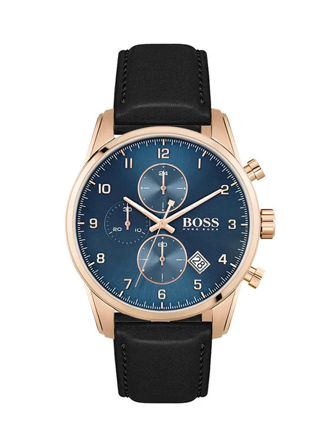 HUGO BOSS Men's Leather Analog Wrist Watch